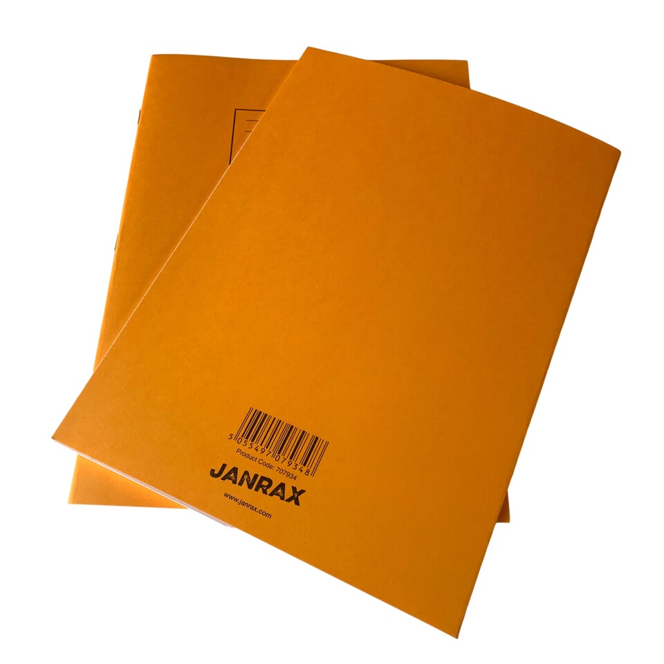 image 1 of Pack of 10 Janrax A4 Orange 80 Pages Feint and Ruled Exercise Books