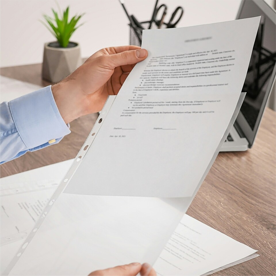 image 1 of Pack of 500 A4 Glass Clear Punched Pockets by Janrax - Copy Safe Acid Free