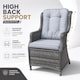 image 5 of 1pc Rattan Garden Dining Chair Grey Outdoor Patio Chairs with Cushion, Weatherproof Wicker Furniture