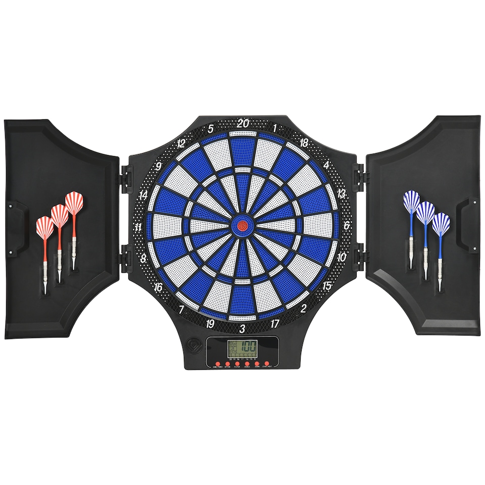 image 1 of SPORTNOW Electronic Dartboard Set with Cabinet, 31 Games, for 8 Players