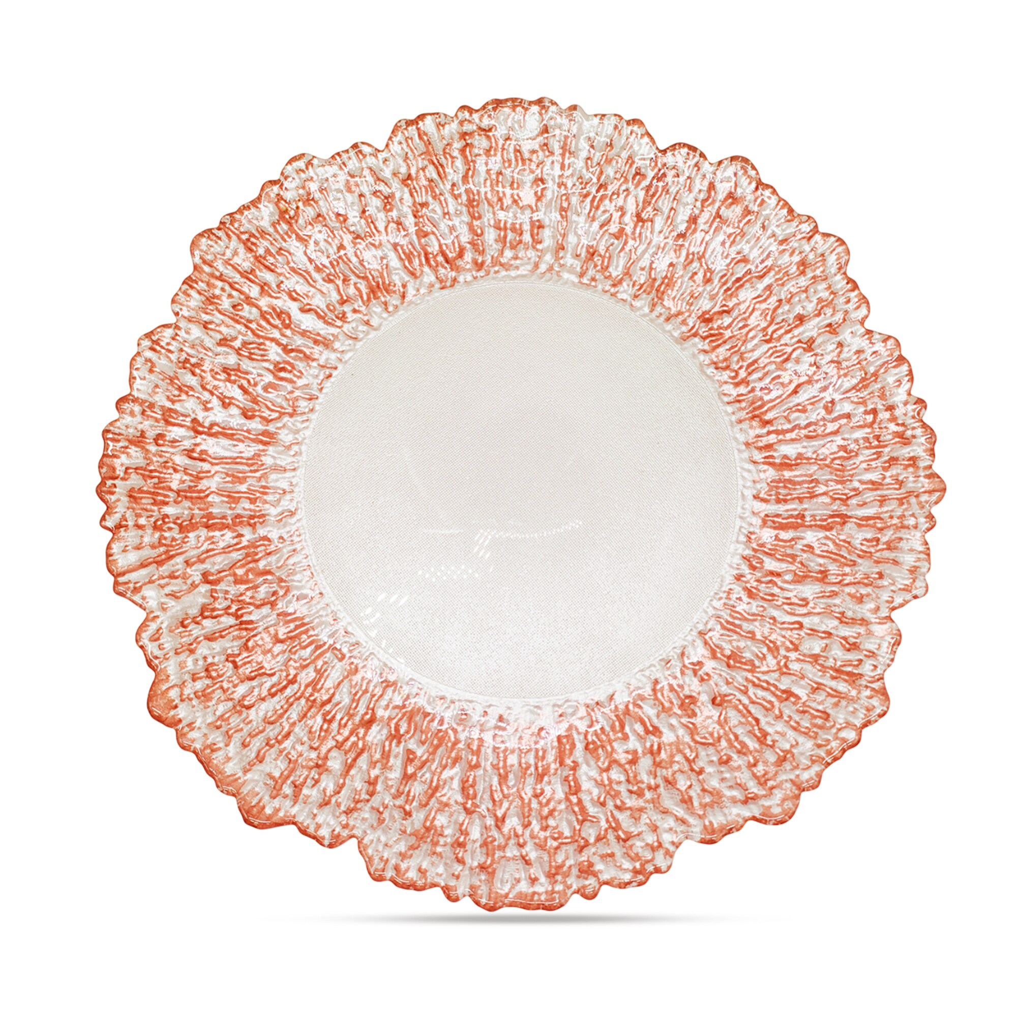 Neel Blue 33cm Charger Plates Crackled Glass Plates for Dinner Table Decoration in Rose Gold