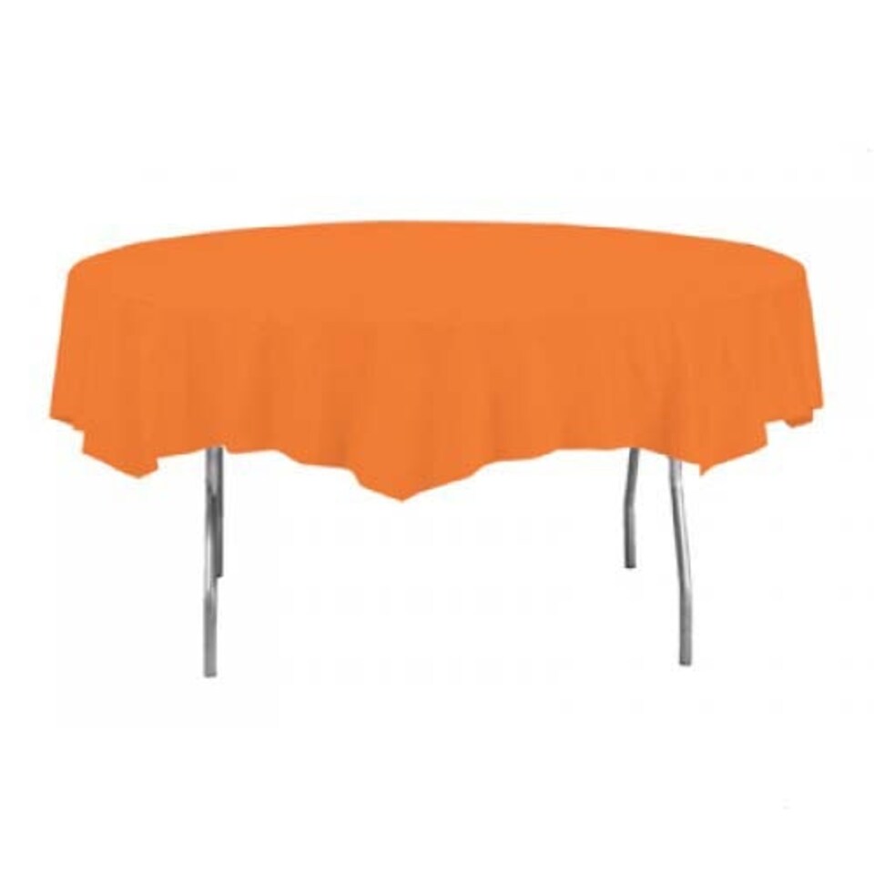 Orange Round Plastic Tablecover 213cm