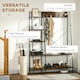 image 4 of HOMCOM Coat Rack, Coat Stand with Shoe Storage, 5 Hooks Brown