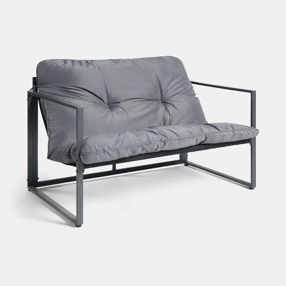 image 1 of OHS Miami 4PC Table Chair Set Outdoor Metal Frame Garden Patio Furniture | Grey | One Size