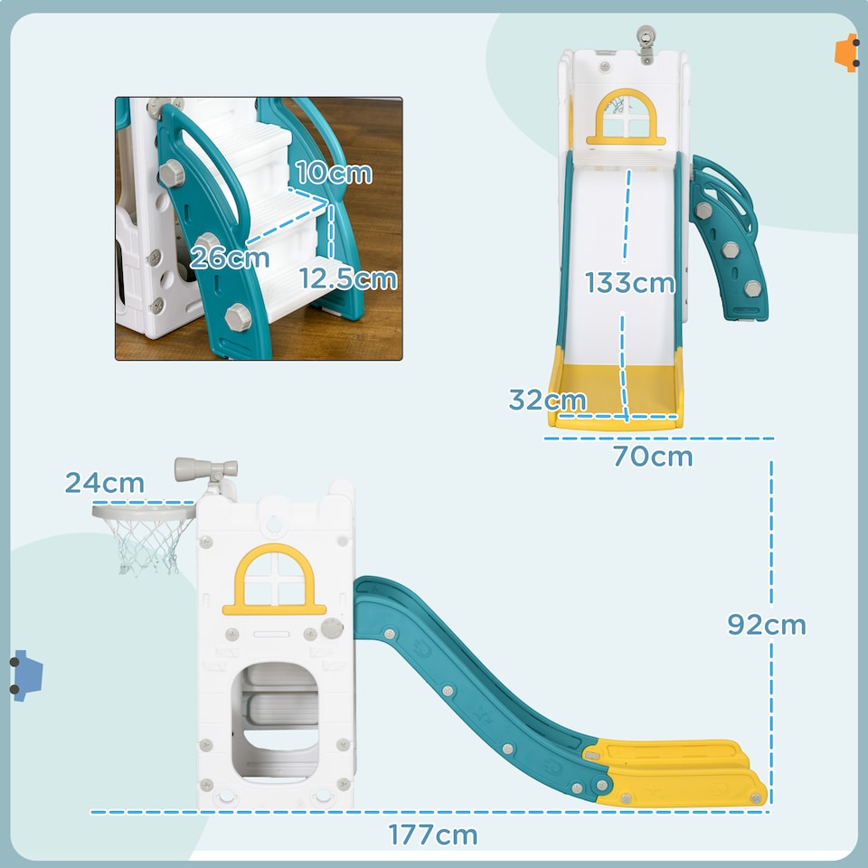image 1 of AIYAPLAY 4 in 1 Kids Slide for Indoor Use, for Toddlers 1-3 Years, Yellow