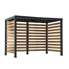 Sunjoy 3m x 2m Steel Pergola MARAO, Black/Brown—Modern Design for Outdoor Living