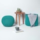 image 6 of Homescapes Teal Green Round Cotton Knitted Pouffe Footstool - 35 x 40 cm