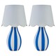 image 1 of Set of 2 Connie - Blue and White Stripe Ceramic Table Lamps
