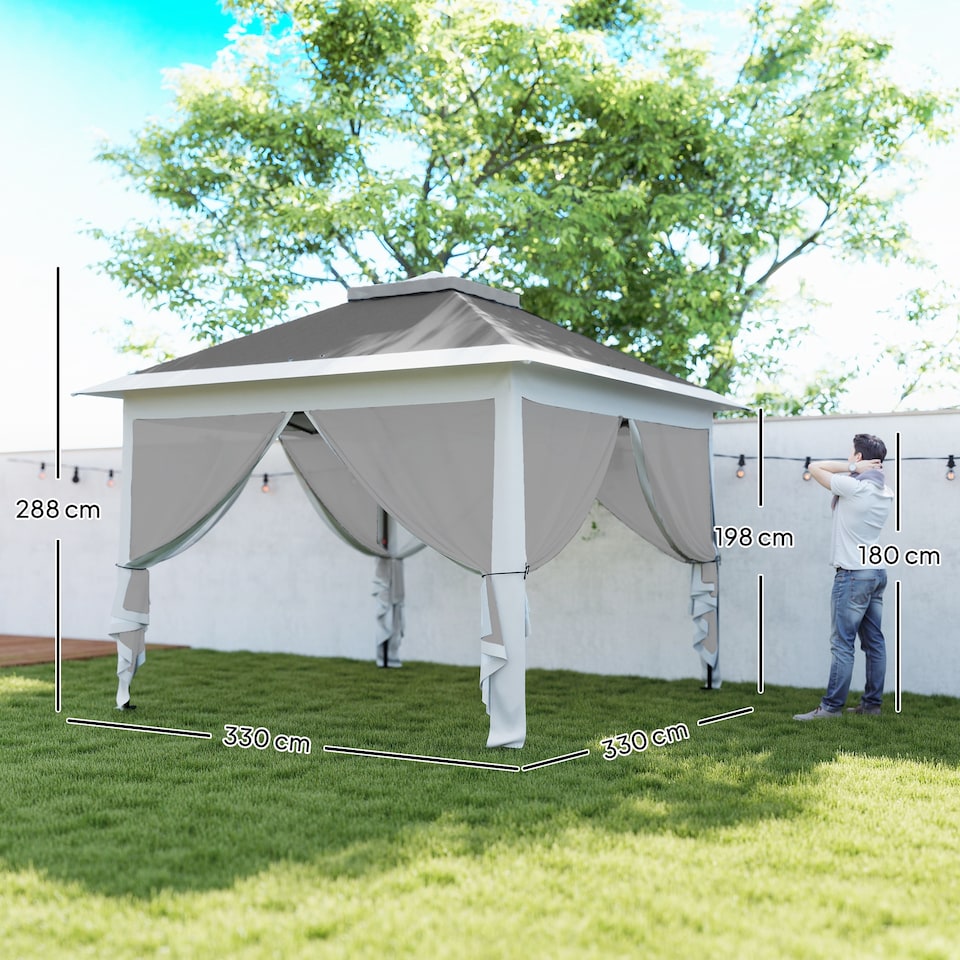 image 1 of Outsunny Pop Up Gazebo Height Adjustable Canopy Tent w/ Carrying Bag, Dark Grey | Grey | Dark Grey