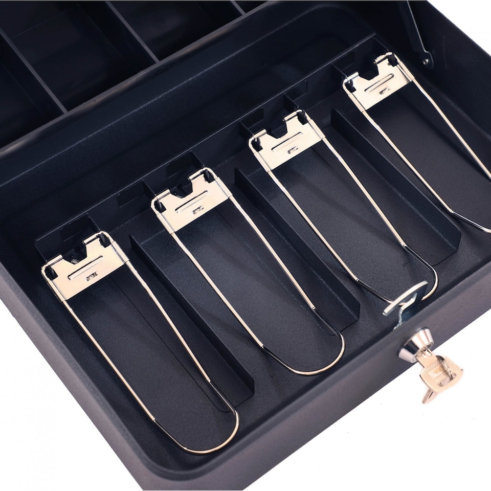 image 1 of 12" Heavy Duty Metal Locking Cash Money Box Safe Security