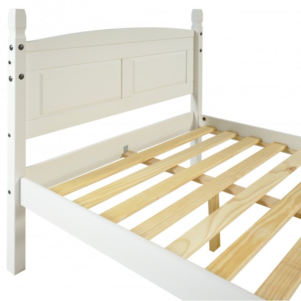 image 1 of Mercers Furniture Corona White 4'6" Double Low End Bed Frame Solid Wood Pine Wooden Bedroom 4ft6 with Mexican Styling