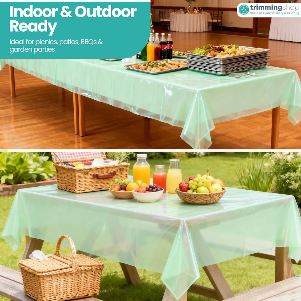image 1 of Disposable Plastic Table Cover, Table Liner - 54" x 72"