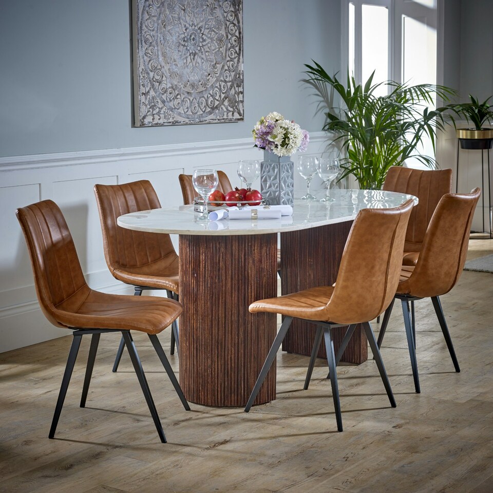 image 1 of Ruby Mango Wood Dining Table 170Cm With Marble Top