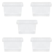 Wham Crystal 5 x 7L Stackable Plastic Storage Boxes with Lids Clear Clear