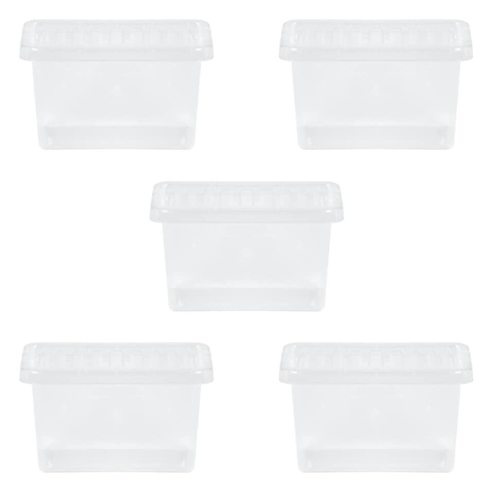 image 1 of Wham Crystal 5 x 7L Stackable Plastic Storage Boxes with Lids Clear Clear