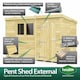 image 3 of 14 x 6 Feet Pent Summer Shed - Wood - L178 x W417 x H201 cm Brown