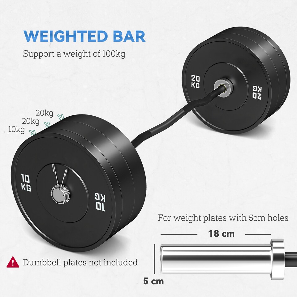 image 1 of SPORTNOW 120cm EZ Curl Bar, Olympic Barbell Bar for 5cm Weight Plates