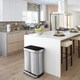 image 3 of Simplehuman 58L Recycling Rectangular Pedal Bin with Liner Pocket, Brushed Stainless Steel with Black Plastic Lid