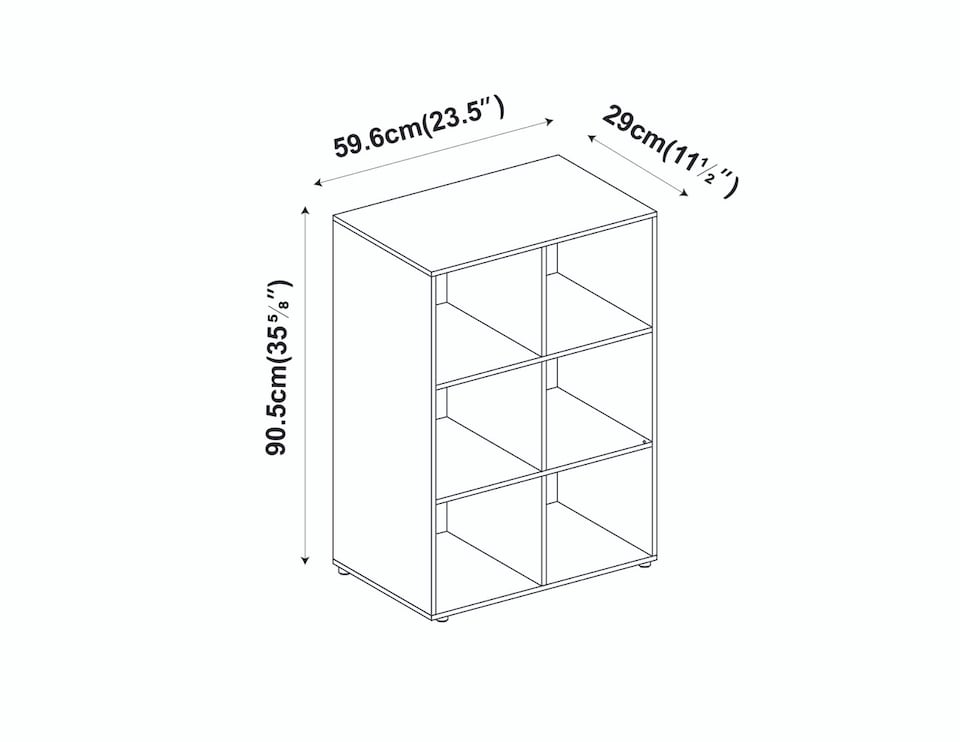 image 1 of 6-Cube Shelving Unit With Lined Doors | Brown | Oak & White | 1