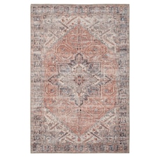 KUKOON Warm Terracotta Traditional Medallion Non Slip Washable Low Pile Rug 160cm x 230cm | Multi