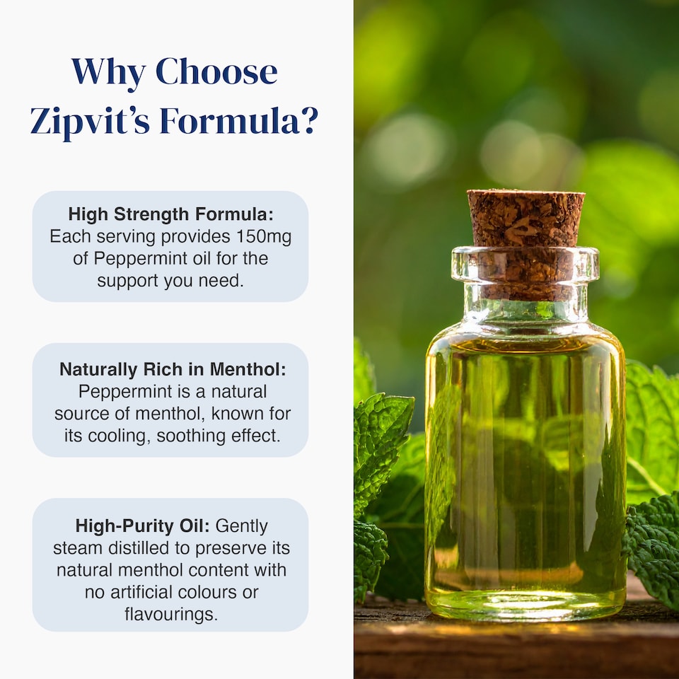 image 1 of Zipvit Peppermint Oil 150mg, High Purity Peppermint Extract, 180 Softgels, 2-Month Supply