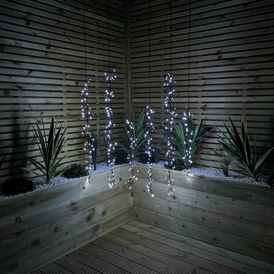 image 1 of Set of 6 Drop Tree Multi-Action Christmas ClusterBrights with 384 White LEDs