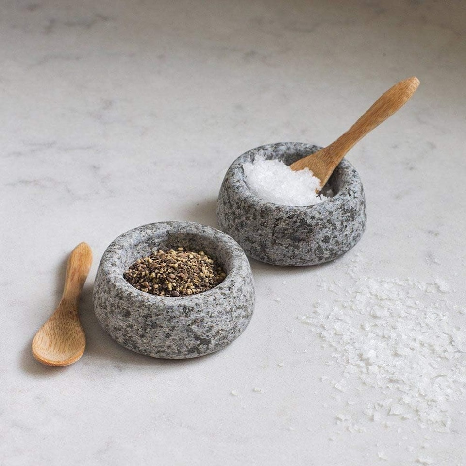 image 1 of Garden Trading Set of 2 Granite Salt & Pepper Pots