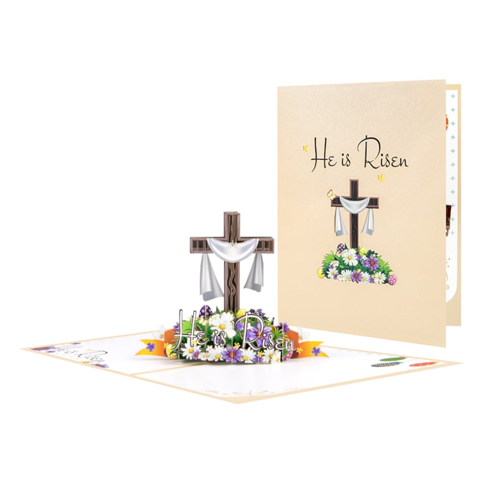 image 1 of “He Is Risen” Religious 3D Pop Up Easter Card