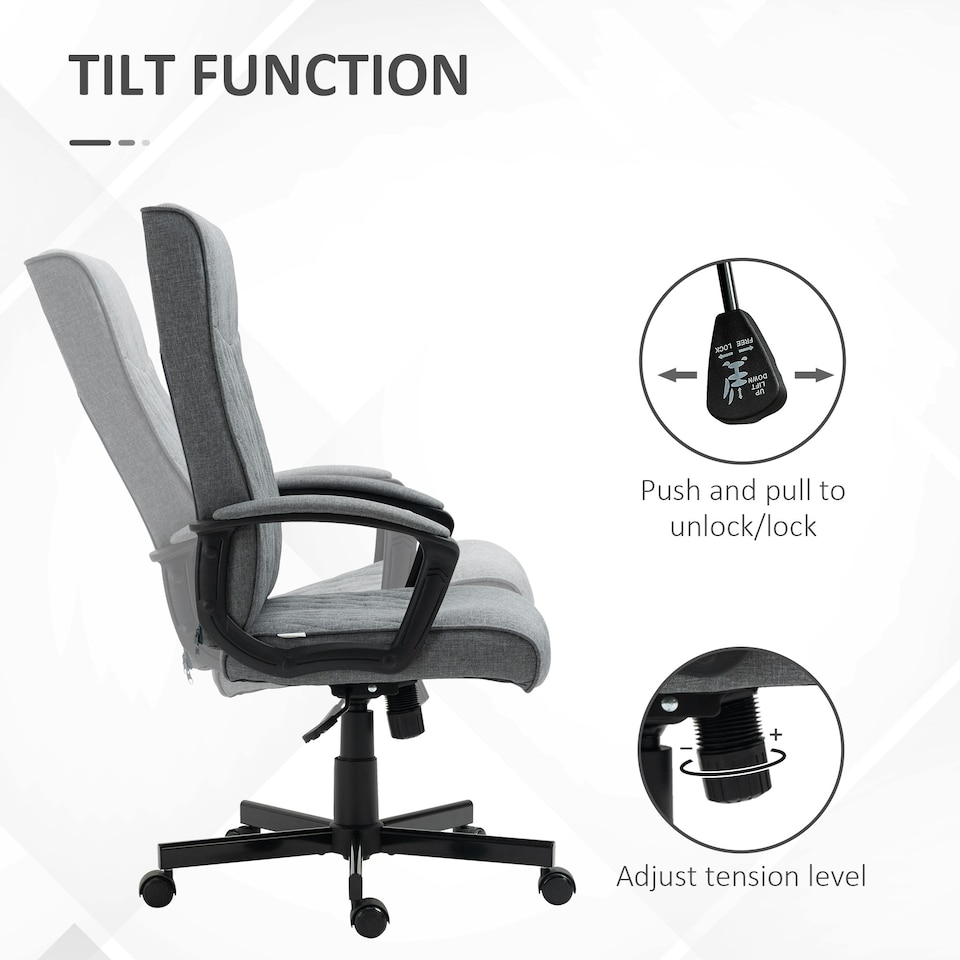 image 1 of Vinsetto High-Back Home Office Chair with Adjustable Height and Swivel Wheels