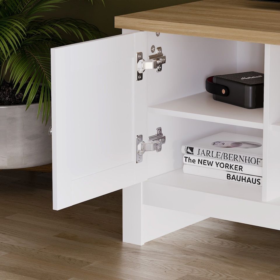 image 1 of Vida Designs Arlington 1 Door TV Unit Shaker Entertainment Storage, White & Oak | White | White & Oak | 1