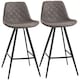 image 1 of HOMCOM Set Of 2 Bar Stools Vintage Microfiber Cloth Tub Seats Padded Comfortable Steel Frame Footrest Quilted Home Bar Cafe Kitchen Chair Stylish Dark Grey