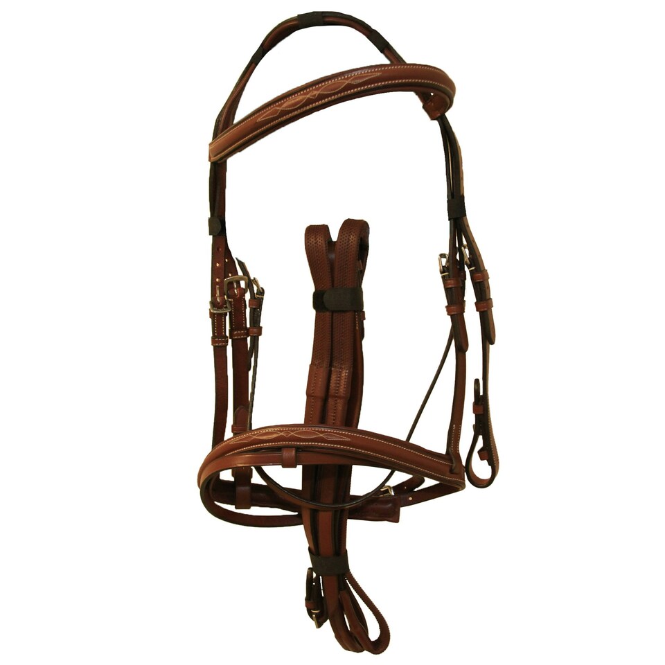 image 1 of Avignon Padded Leather Horse Bridle - Havana - X Full