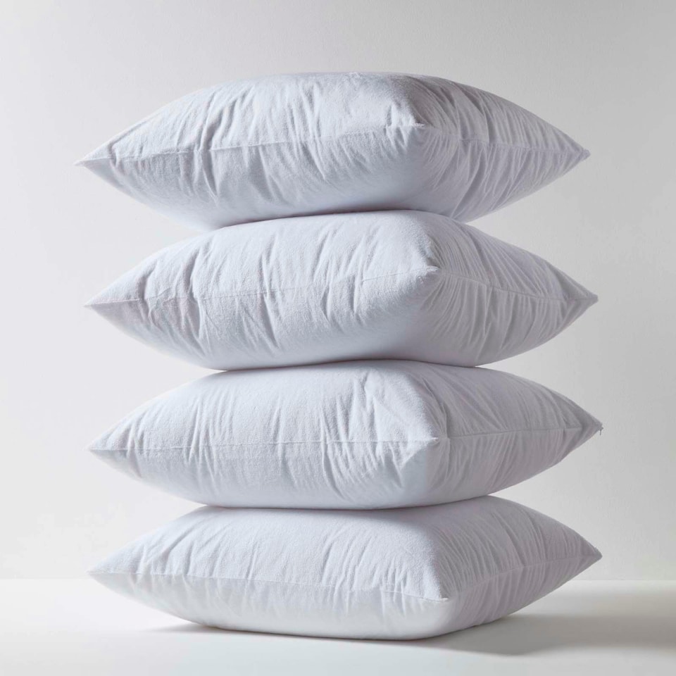 image 1 of Homescapes Terry Towelling Waterproof Pillow Protectors - 80 x 80 cm - Pack of 4 White