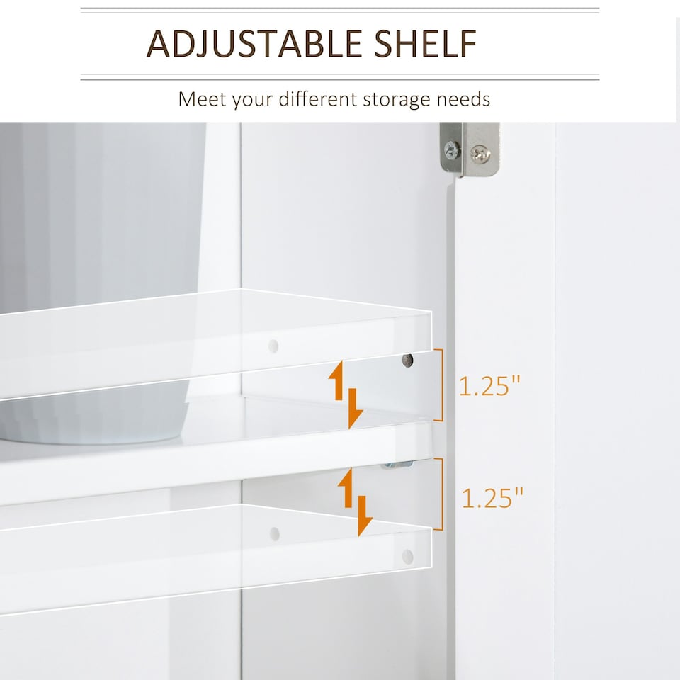 image 1 of kleankin Bathroom Mirror Cabinet Wall Mounted Storage Cupboard W/ Double Door