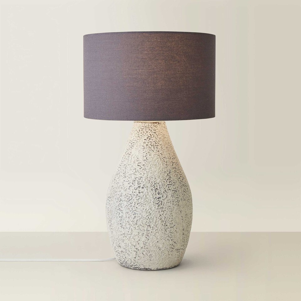 image 1 of ValueLights Colin Grey Shade Grey Speckled Pot Stonewear Table Lamp | Grey