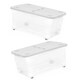 image 4 of 1 x 30 Litre Strong Stackable Folding Split Lid Storage Container Home Office Versatile Container With Wheels Clear