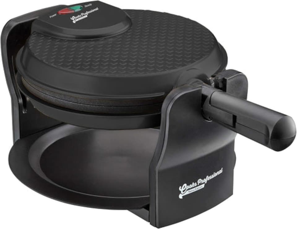 image 1 of Cooks Professional Rotary Belgian Waffle Maker Machine with Non-Stick Plates & Drip Tray | Black