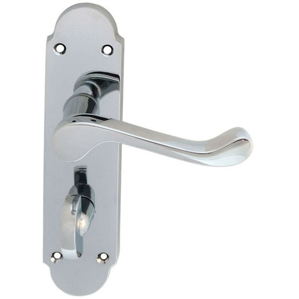 Loops PAIR Victorian Upturned Lever on Bathroom Backplate 170 x 42mm Polished Chrome
