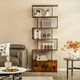 image 8 of COSTWAY 5-tier Bookcase S-Shaped Bookshelf Display Rack Brown Brown
