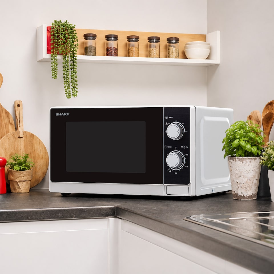 image 1 of Sharp 20L White 800W Manual Microwave with Defrost & 5 Power Levels