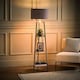 image 2 of ValueLights Hiru Grey 3 Tier Shelf Floor Lamp Grey Chrome Shade Grey