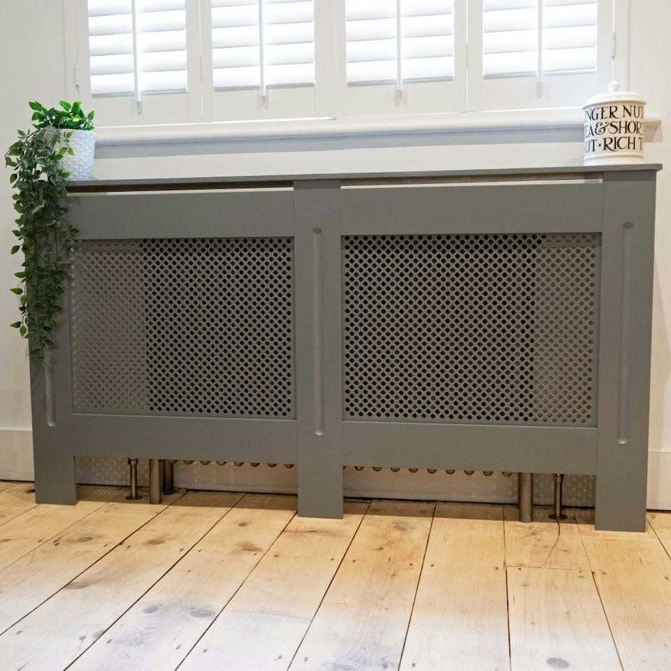 image 1 of Stylish MDF Diamond Grey Radiator Cover - Large