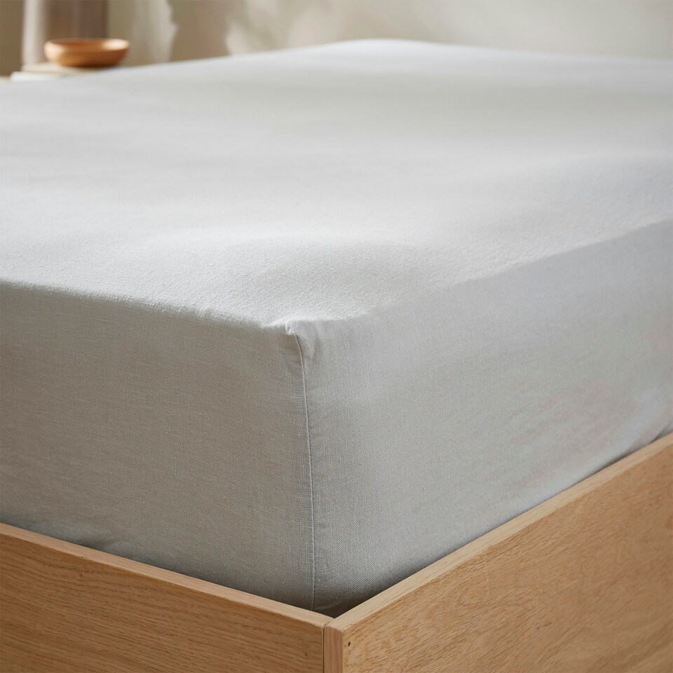 image 1 of Touch Of Linen - Ice Blue - Fitted Sheet Blue | Ice Blue | Super King