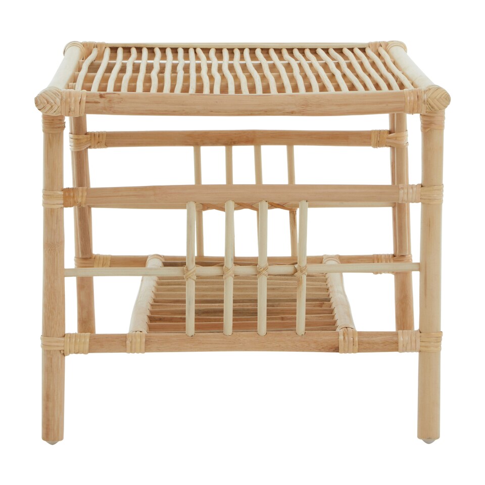 image 1 of Interiors by Premier Elegant Rattan Rectangular Coffee Table With Glass Top, Versatile Cane Furniture, Sturdy Outdoor Table Cream