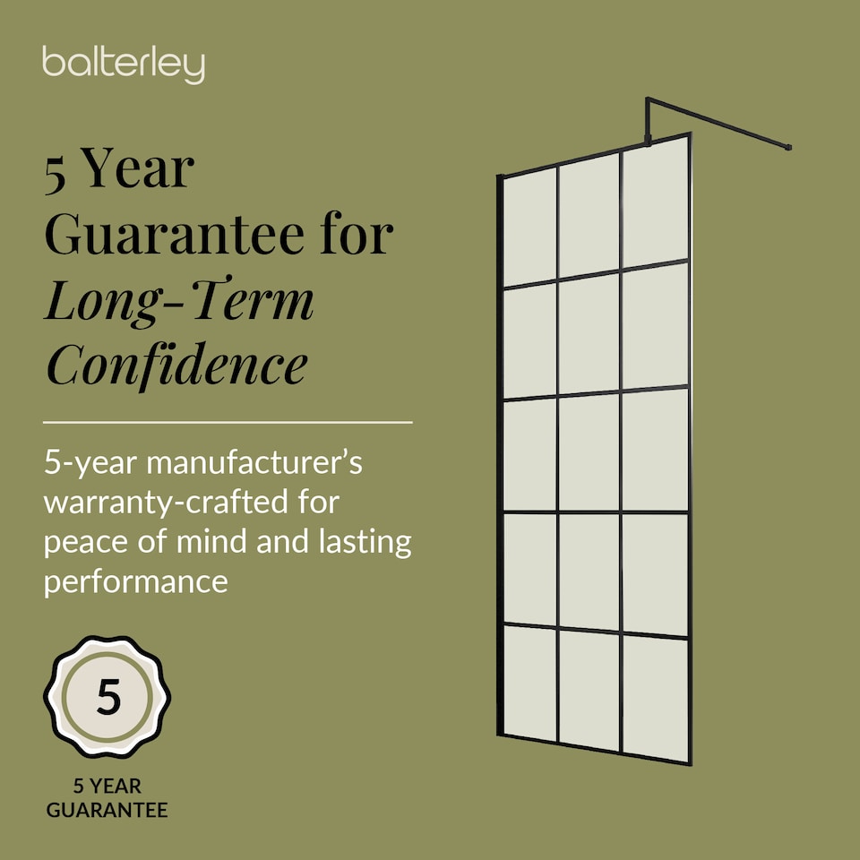 image 1 of 8mm Safety Glass Black Framed Wetroom Screen - 800mm | Black | Matt Black | 1