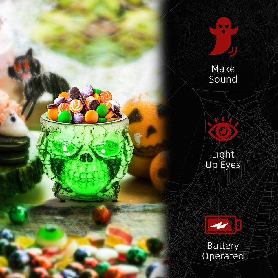 image 1 of HOMCOM Skeleton Candy Bowl Outdoor Halloween Decoration for Party