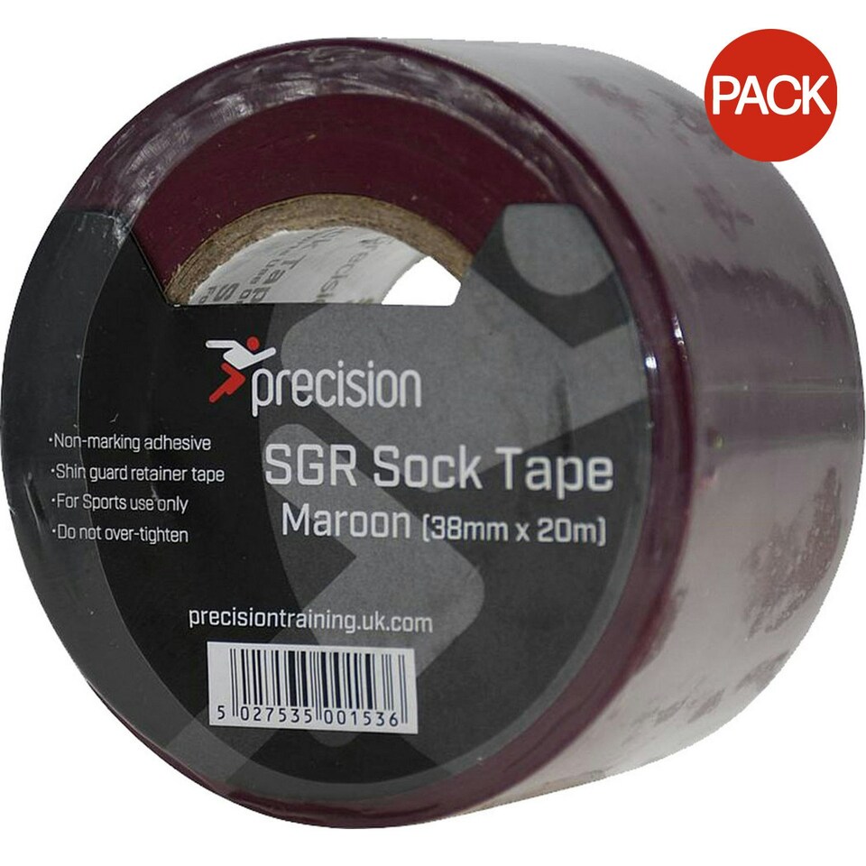 Precision Unisex Adult 38mm SGR Sock Tape (Pack Of 5) - Maroon - 20m x 38mm