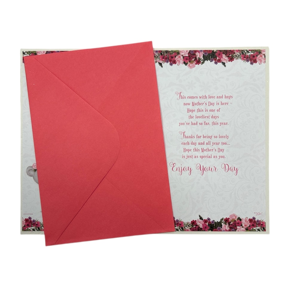 image 1 of From The Bump Teddy Holding Flowers Design Mother's Day Card