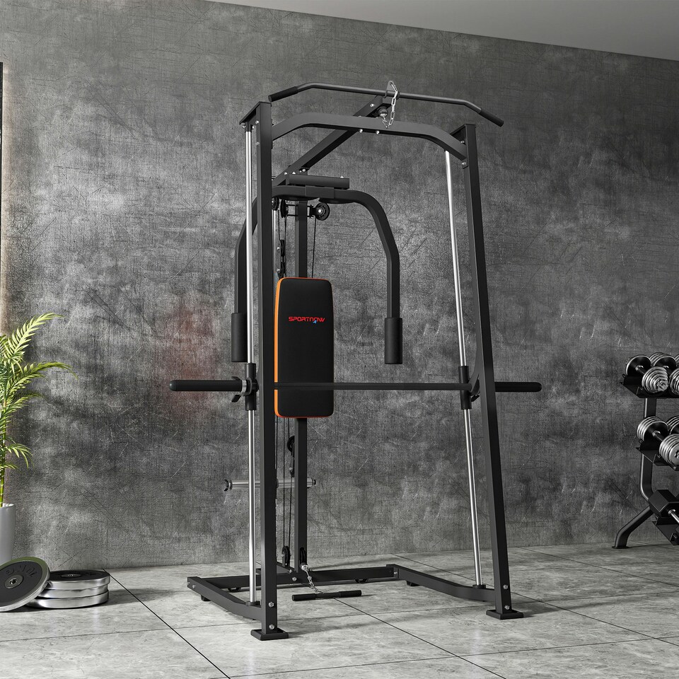 image 1 of SPORTNOW Multigym, Smith Machine Power Cage for Home Gym, Weight Lifting