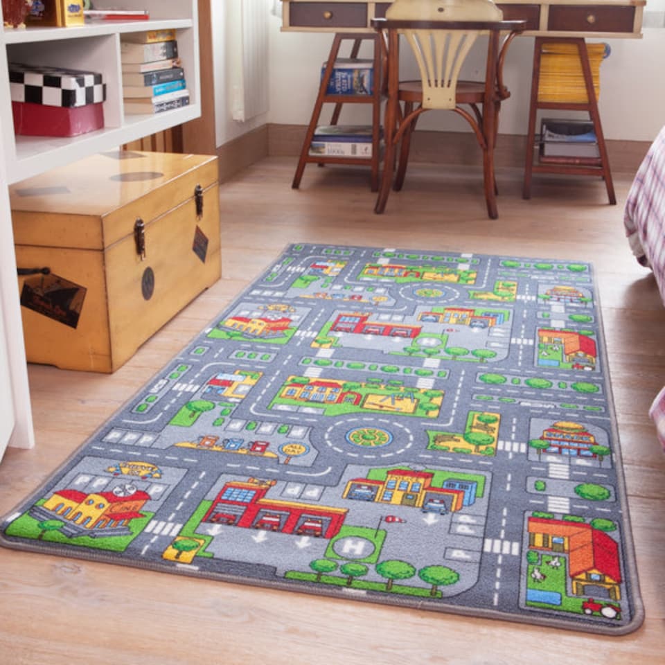 image 1 of KUKOON Double Sided Farm Town Kids Rug 80cm x 150cm